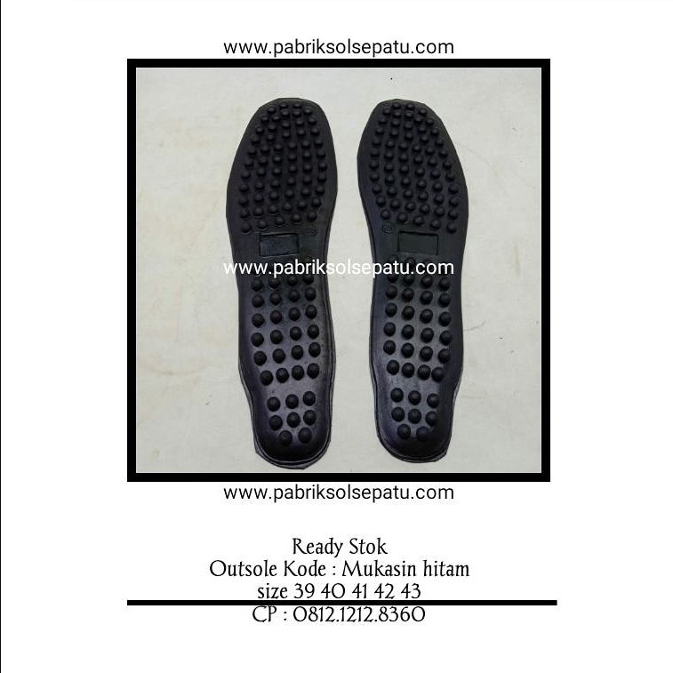 Outsole Karet Mukasin Hitam Size 39 -43 Outsole Karet Mukasin Hitam Size 39 -43